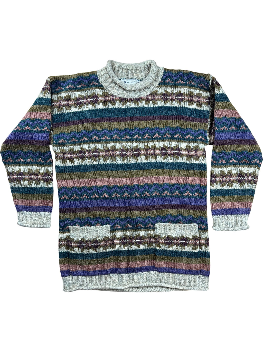 JfW Casuals Multi-Colour Patterned Sweater - L - Think Vintage ltd