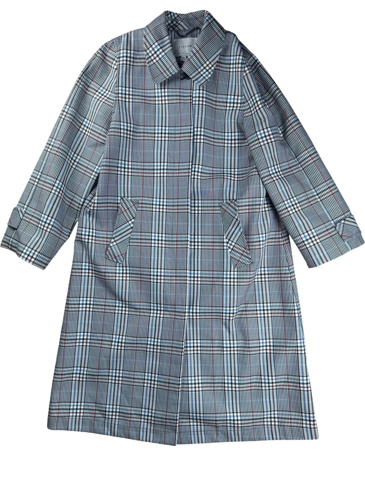 Jigsaw Plaid Trench Coat - M - Think Vintage ltd