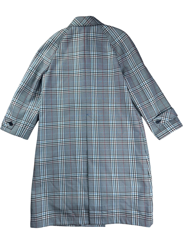 Jigsaw Plaid Trench Coat - M - Think Vintage ltd