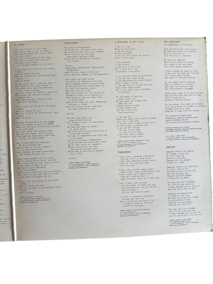Joan Baez Come From The Shadows LP - Good - Think Vintage ltd