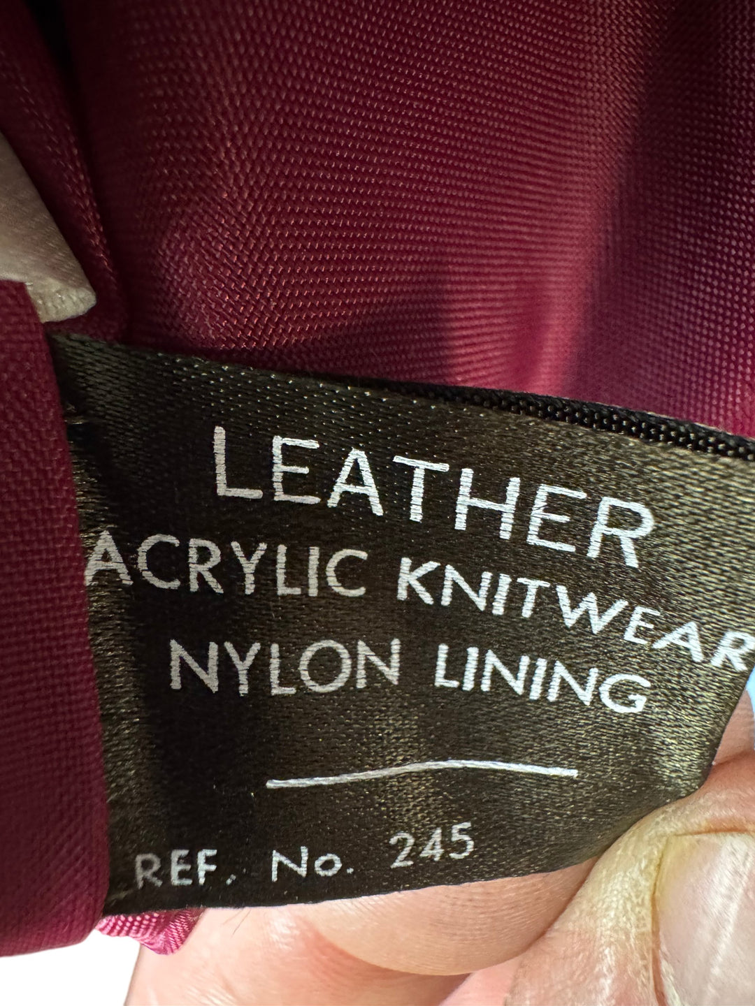 John Lee Burgundy Leather Bomber Jacket - L - Think Vintage