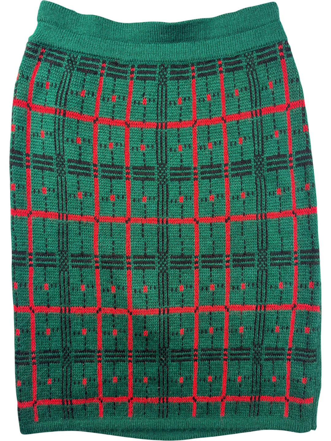 Jonathan Miller Green Plaid Knit Skirt - W26-28 - Think Vintage ltd