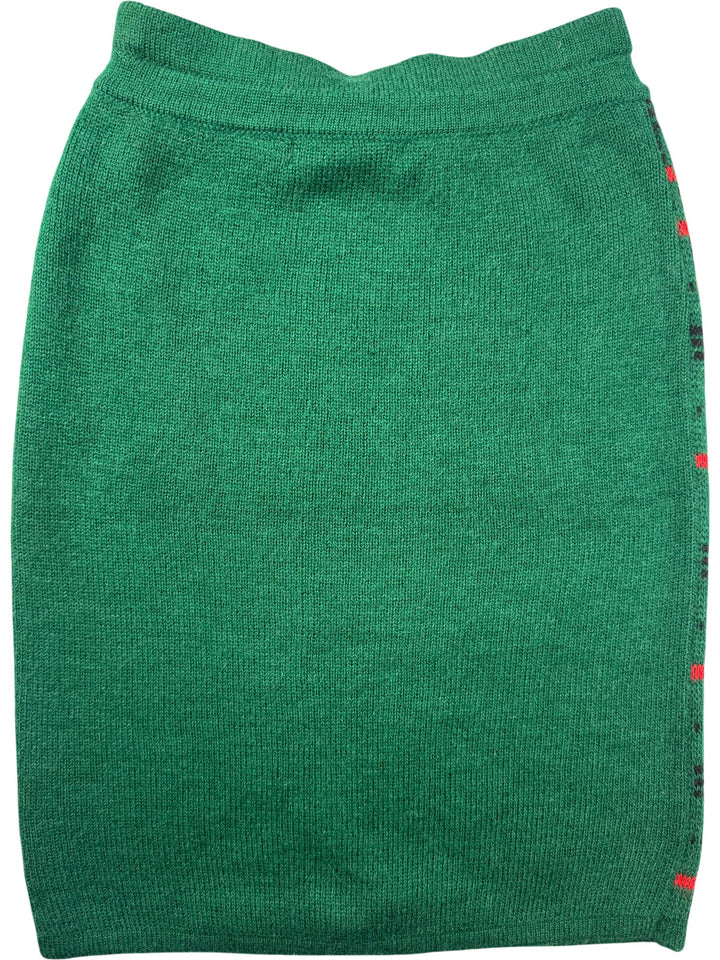 Jonathan Miller Green Plaid Knit Skirt - W26-28 - Think Vintage ltd