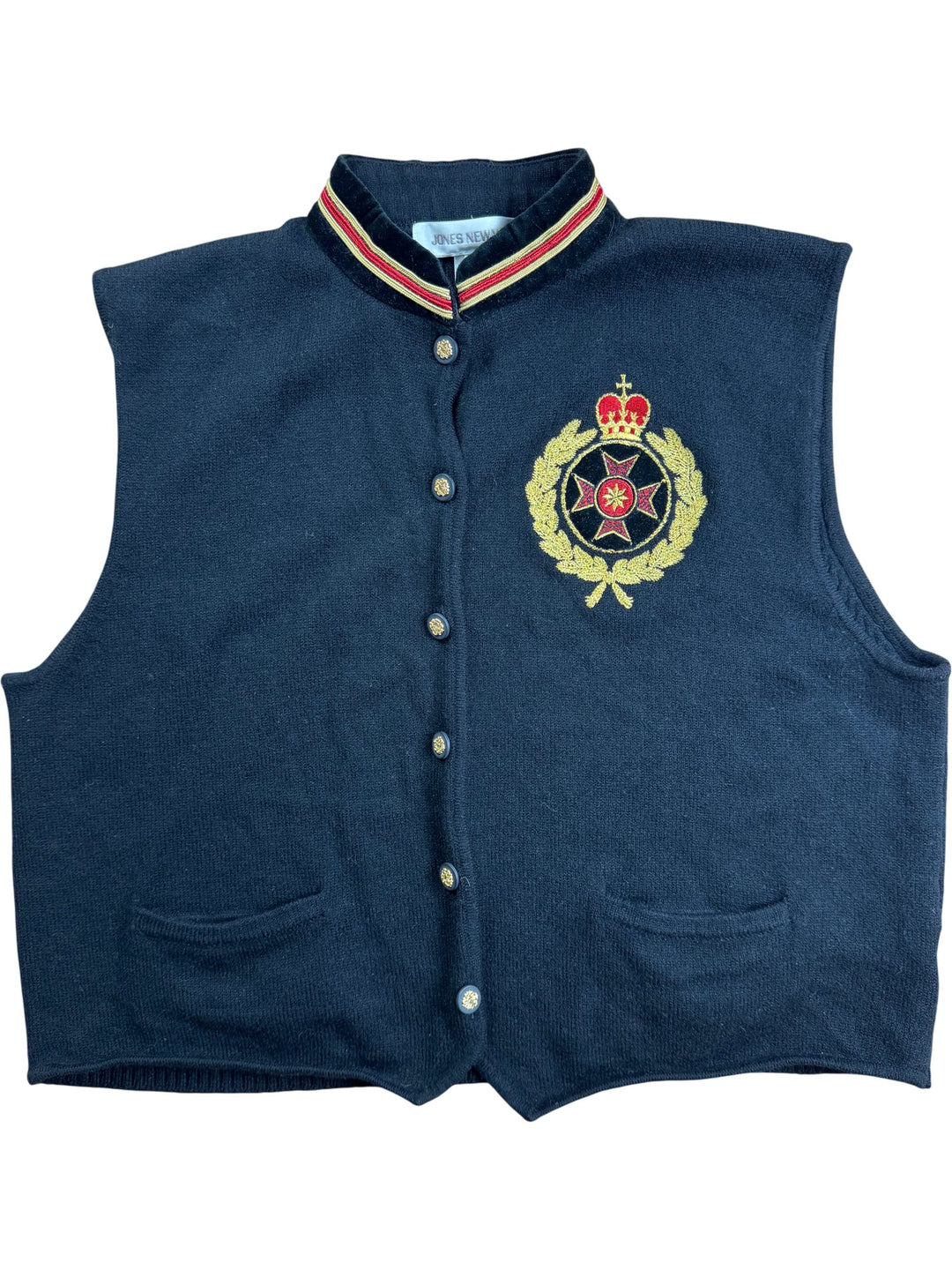 Jones New York Embroidered Black Vest - M - Think Vintage ltd