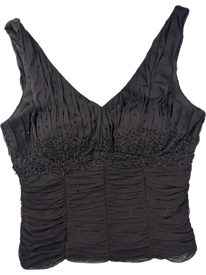 Joseph Ribkoff Black Ruched Tank Top - XS/S - Think Vintage ltd