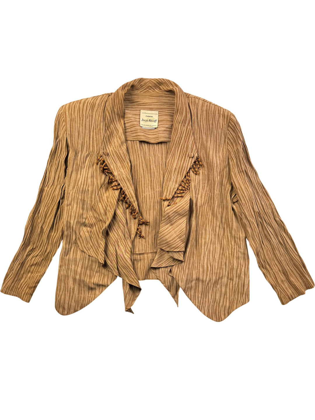 Joseph Ribkoff Brown Crinkle Patterned Jacket - XL - Think Vintage ltd