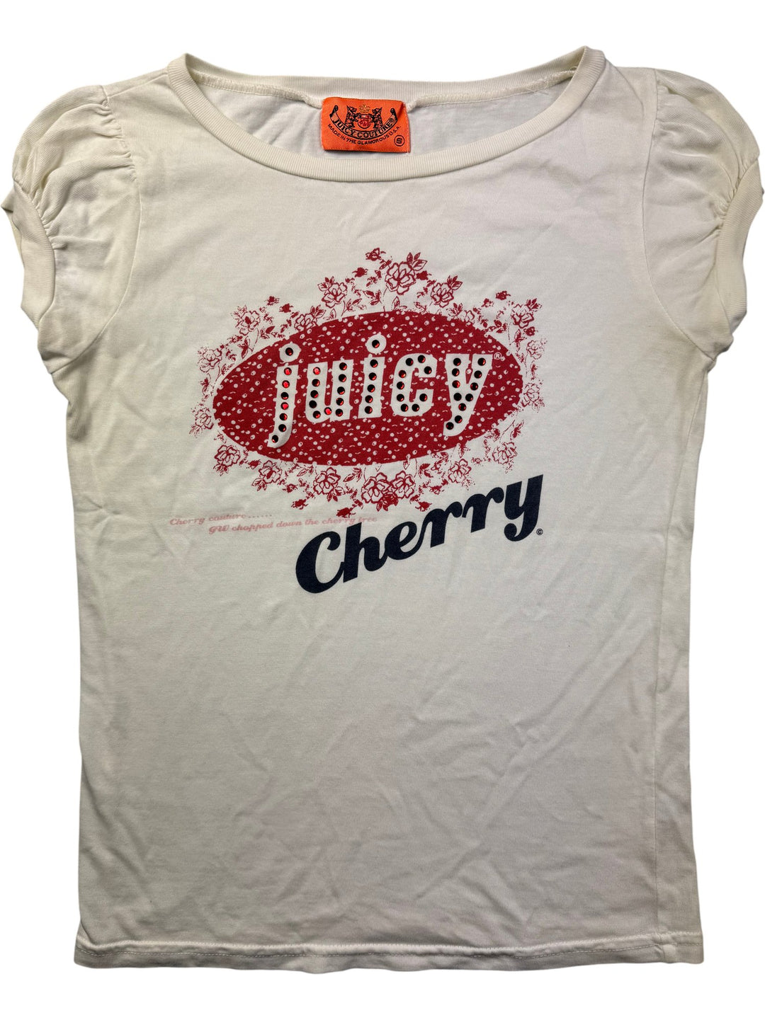 Juicy Couture Juicy Cherry Graphic T-Shirt - S - Think Vintage ltd