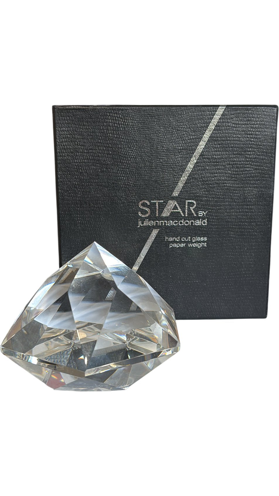 Julien Macdonald Star Hand Cut Glass Paperweight Collectable Diamond Gem - Think Vintage ltd