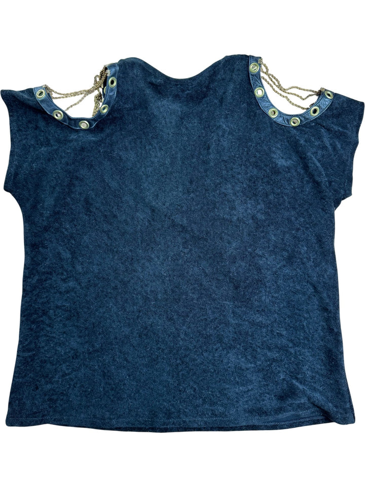 Jungle London Black Top with Chain Detail - M - Think Vintage ltd