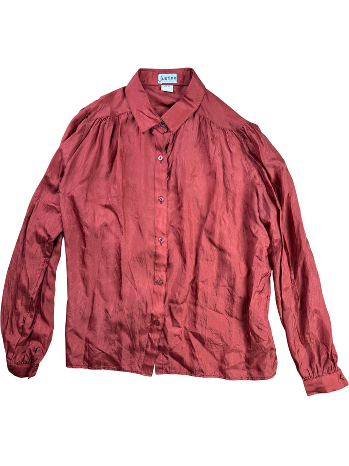Justine Long Sleeved Silk Blouse - M - Think Vintage ltd