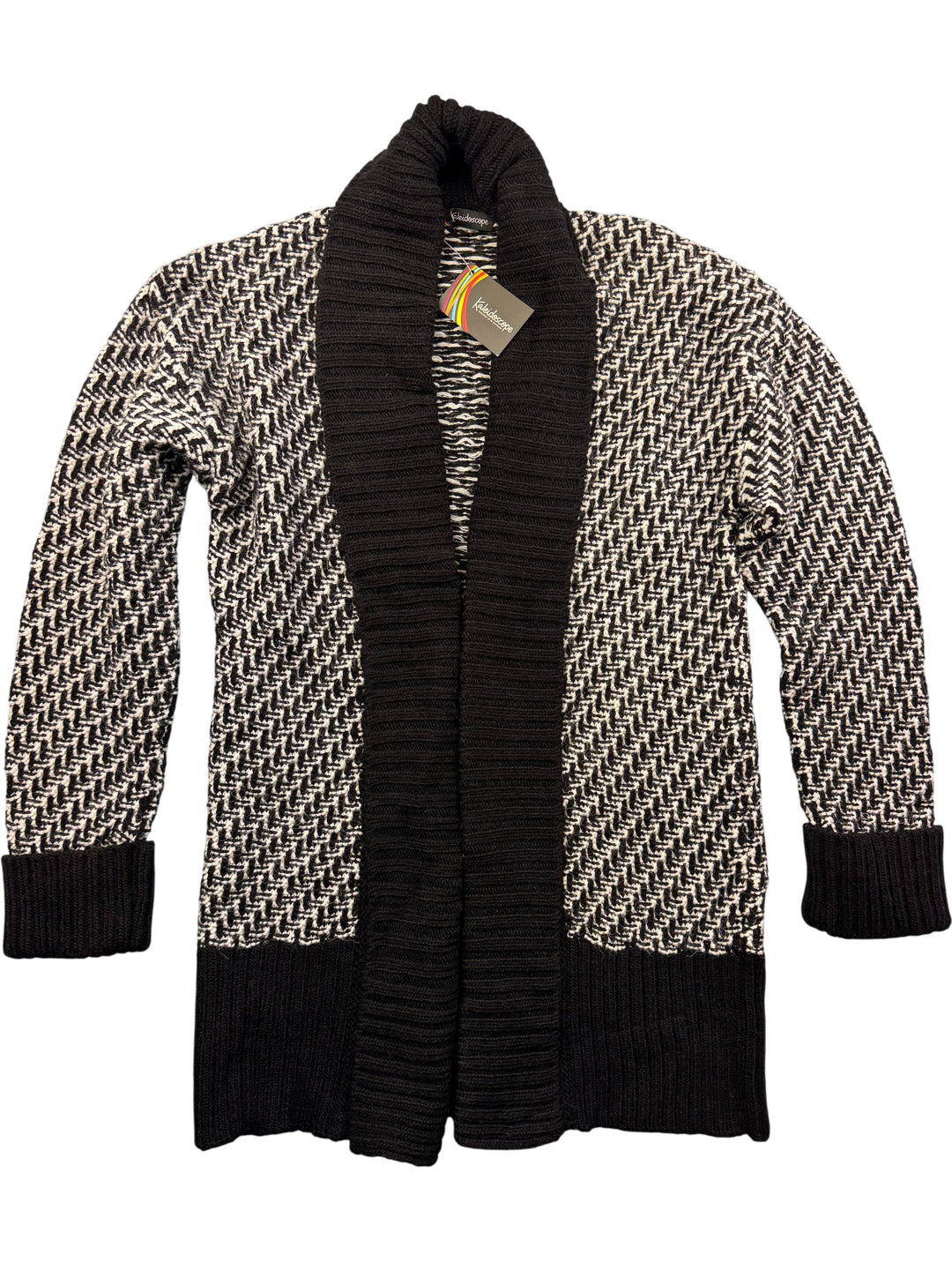 Kaleidoscope Black and White Acrylic Cardigan - XL - Think Vintage Online Ltd
