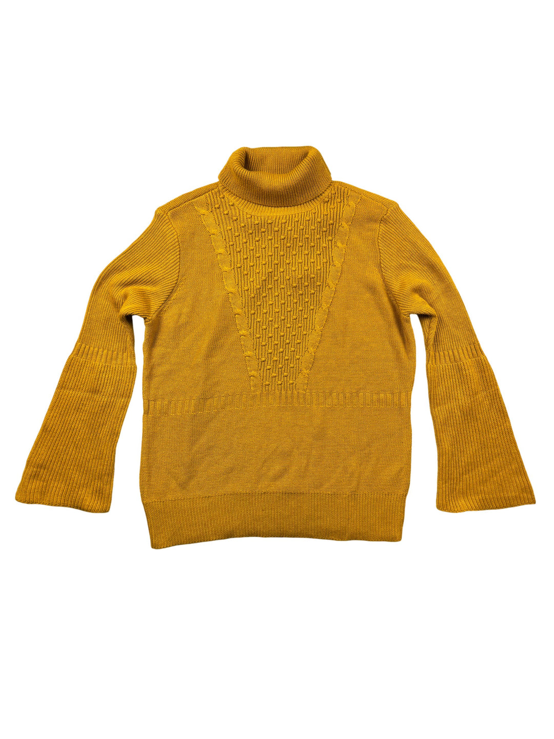 Kaleidoscope Textured Mustard Roll Neck Sweater - L - Think Vintage Online Ltd