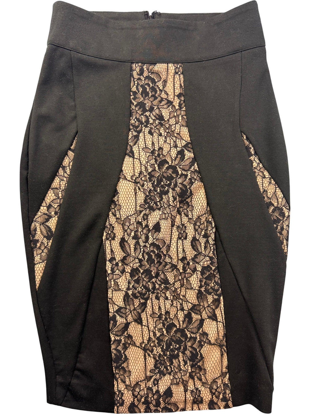 Kardashian Kollection Black Lace Panel Skirt - W26 - Think Vintage ltd