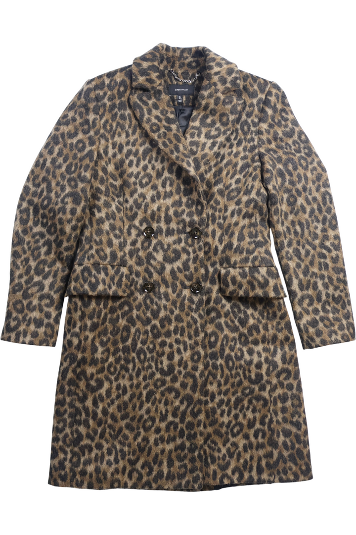 Karen Millen Faux Fur Leopard Print Coat - S - Think Vintage ltd