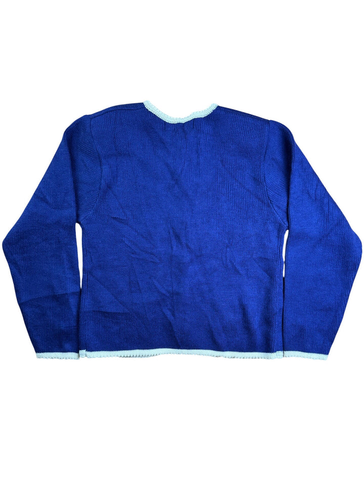 Karen Scott Blue Cardigan With Contrast Trim - S