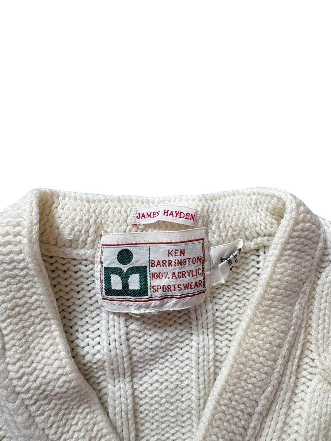 Ken Barrington Cable Knit Cricket Jumper - Age 11/12 - Think Vintage ltd