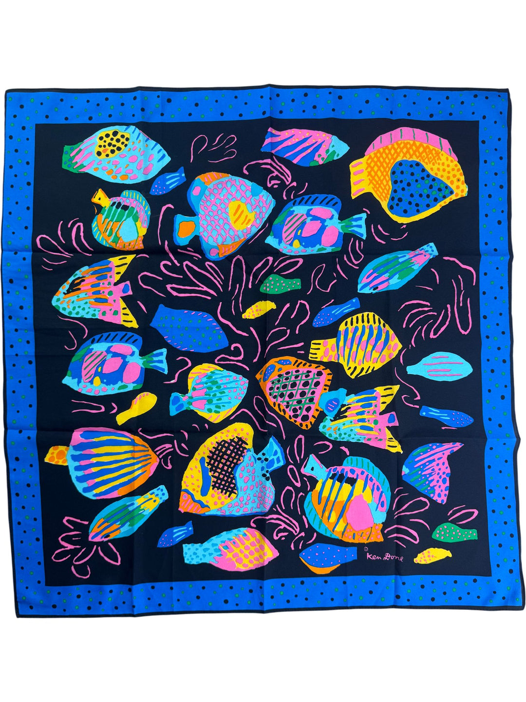 Ken Done Multicolor Square Scarf - Think Vintage ltd
