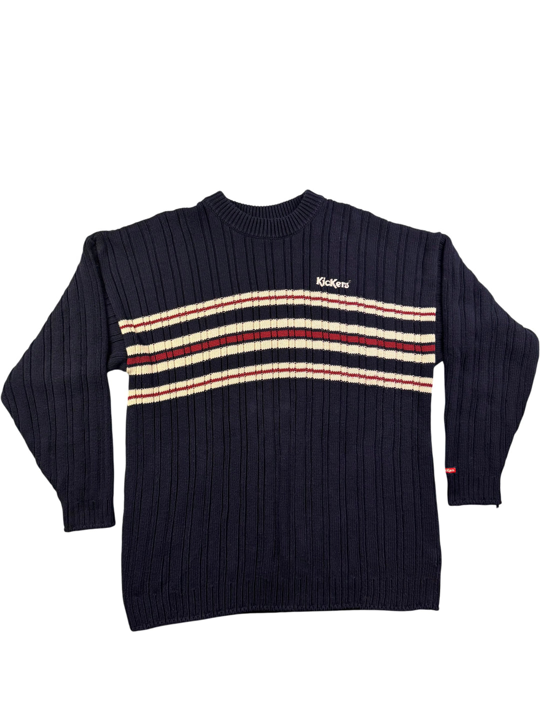 Kickers Navy Striped Sweater - XL - Think Vintage