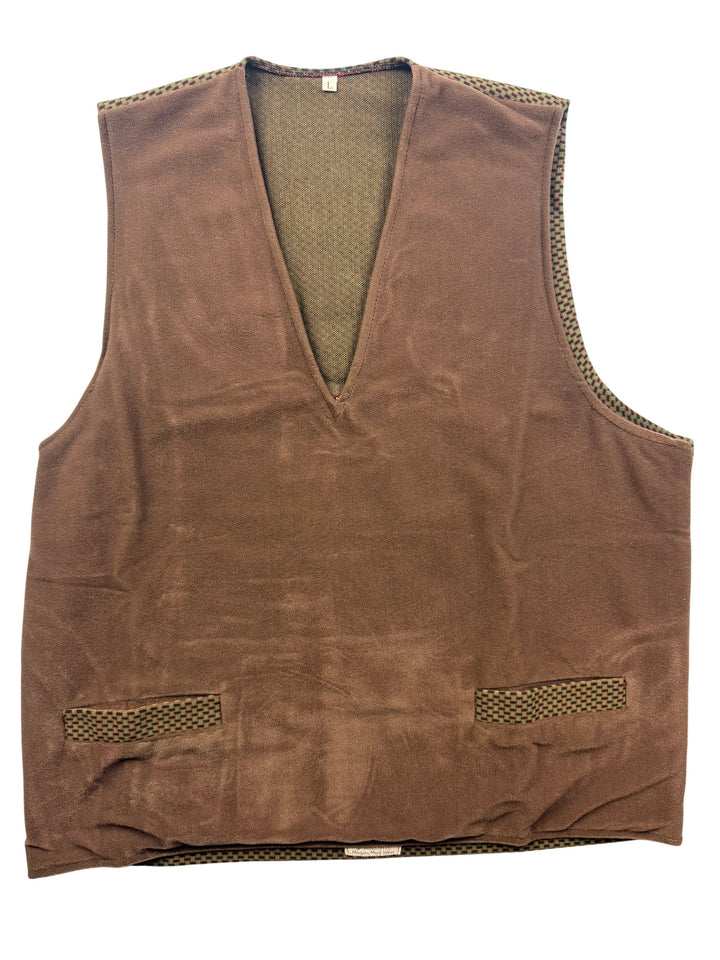 Kingdom Meakers Brown Sleeveless Vest - M - Think Vintage ltd