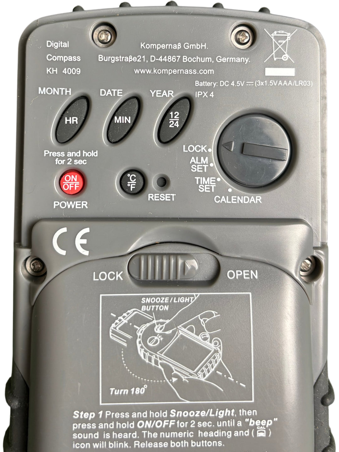 Kompass Digital Compass KH 4009 GPS Waterproof Alarm Clock - Think Vintage ltd