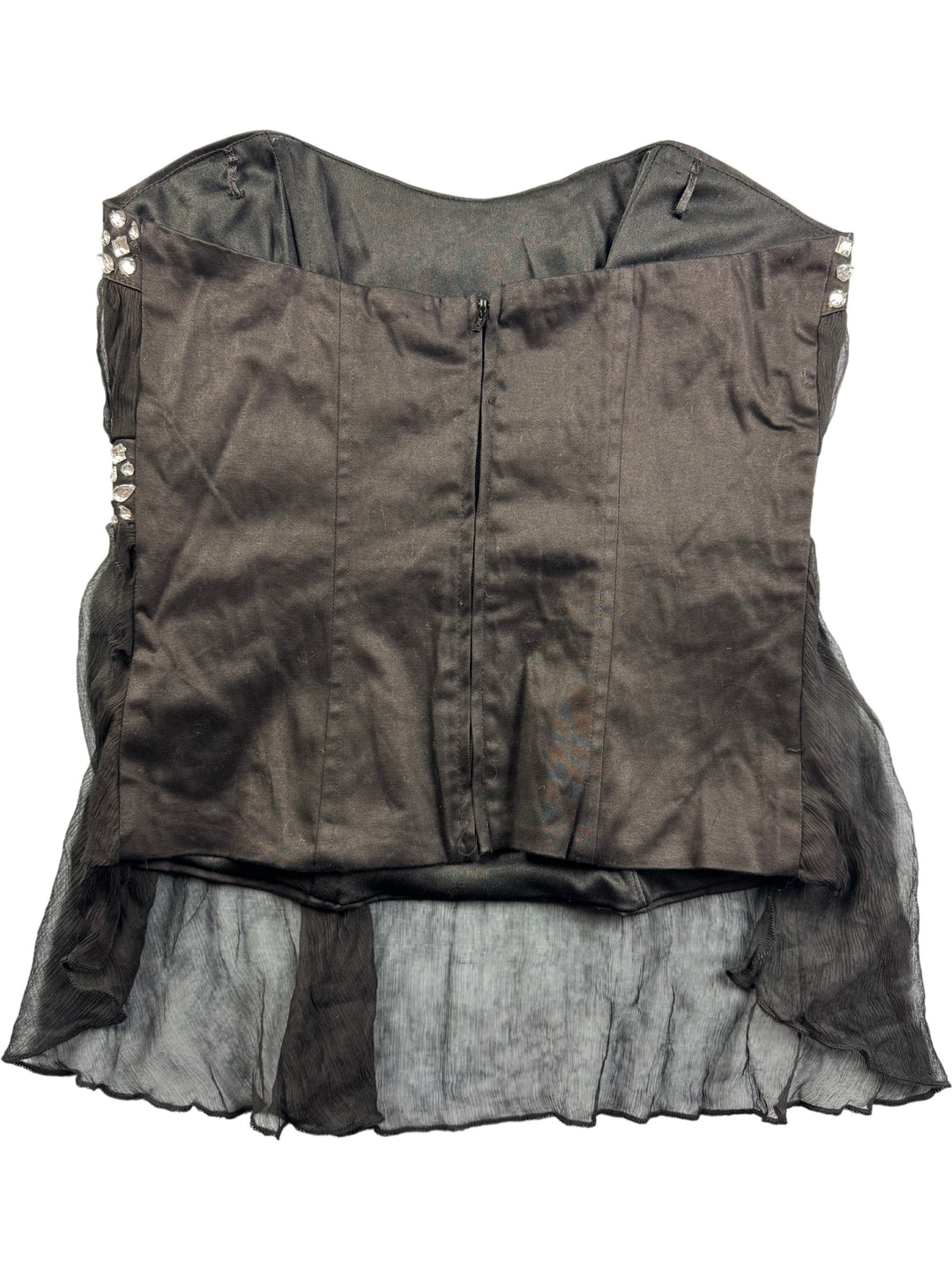 Krisp Black Embellished Strapless Top - S - Think Vintage ltd