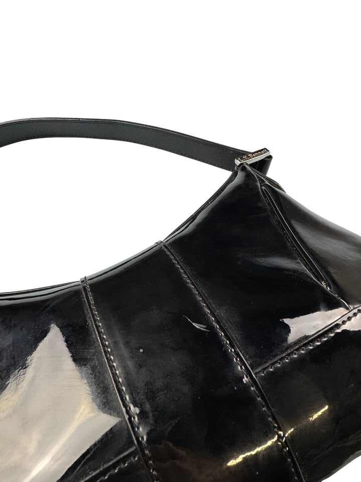L.K. Bennett Black Patent Leather Shoulder Bag - Think Vintage ltd