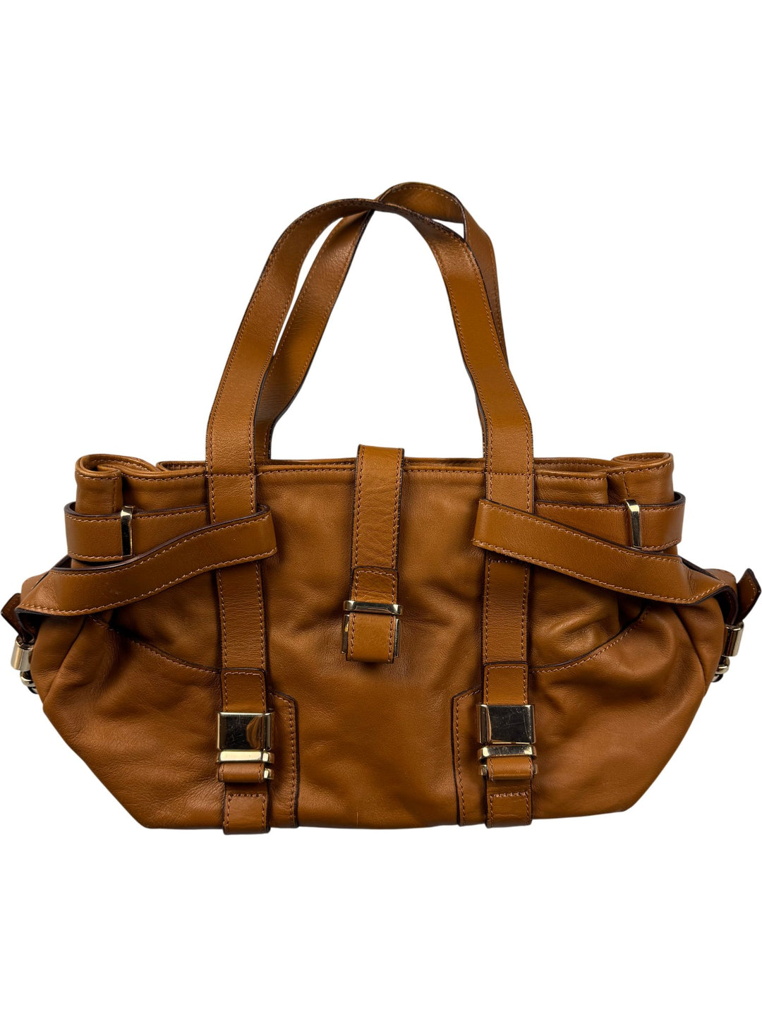 L.K. Bennett Brown Leather Handbag - Think Vintage ltd