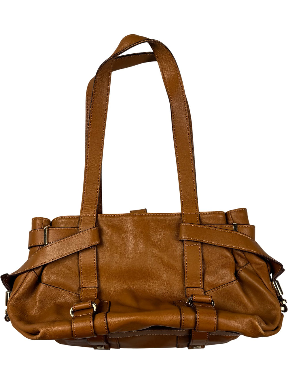 L.K. Bennett Brown Leather Handbag - Think Vintage ltd