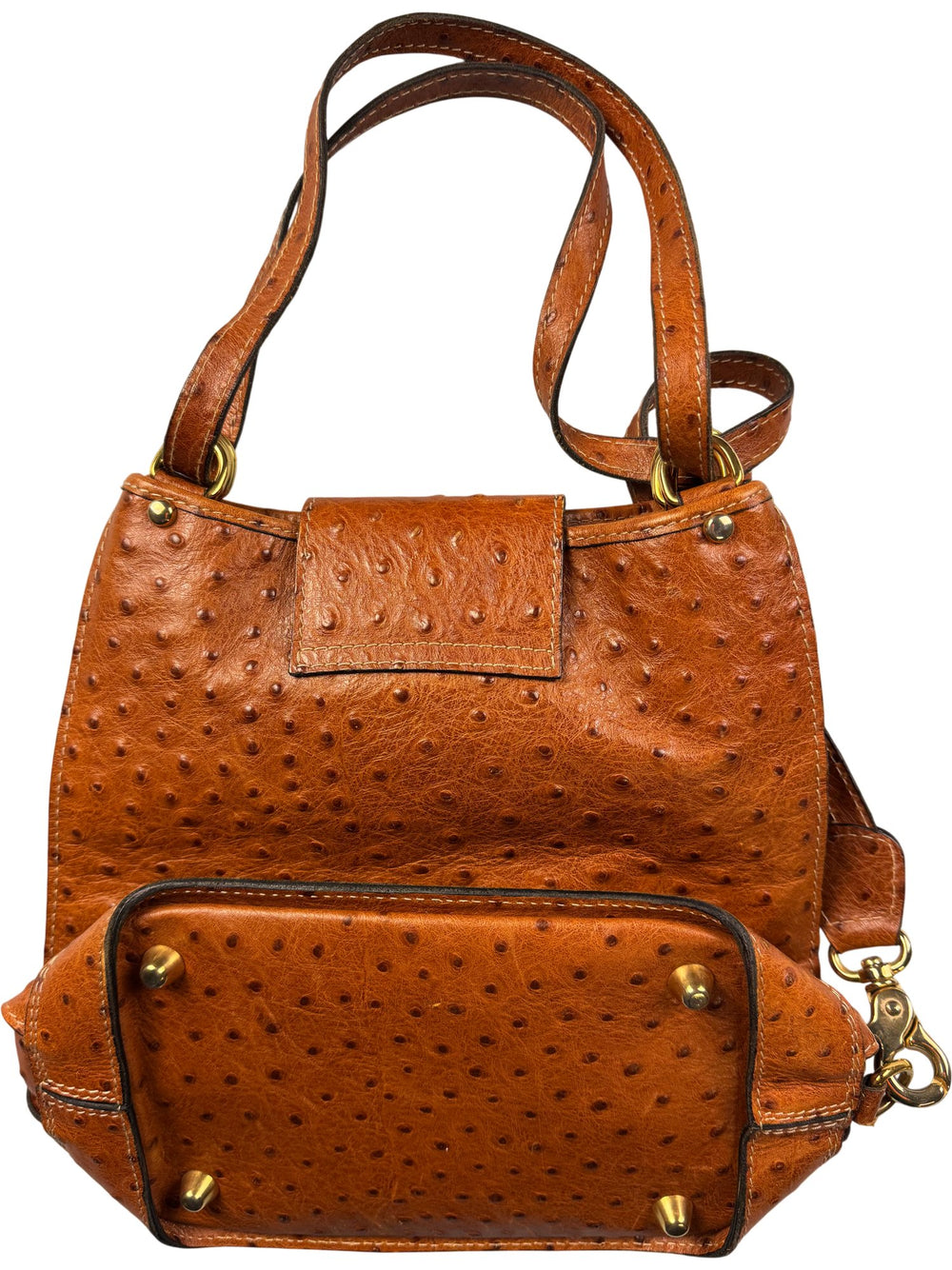 L'Offre Brown Textured Leather Handbag - Think Vintage ltd