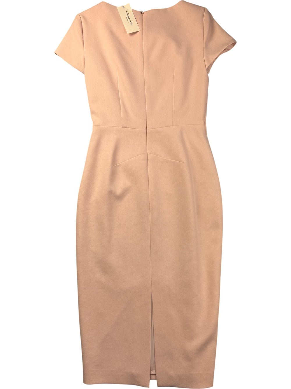 LK Bennett Beige Fitted Short Sleeved Dress - S - Think Vintage ltd