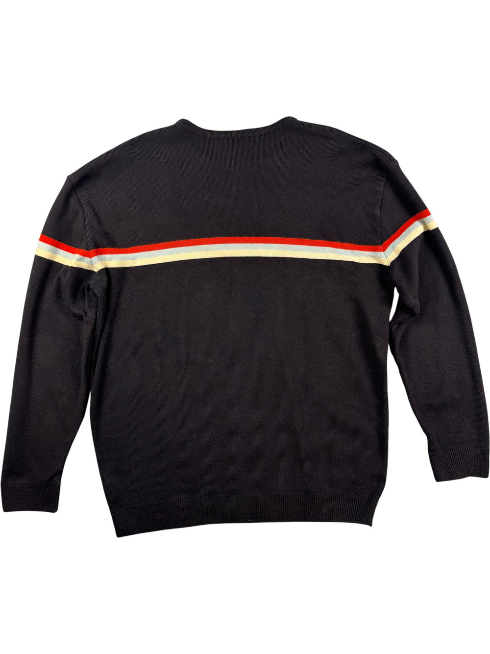 Lacoste Black Stripe Knit Sweater - XL - Think Vintage ltd