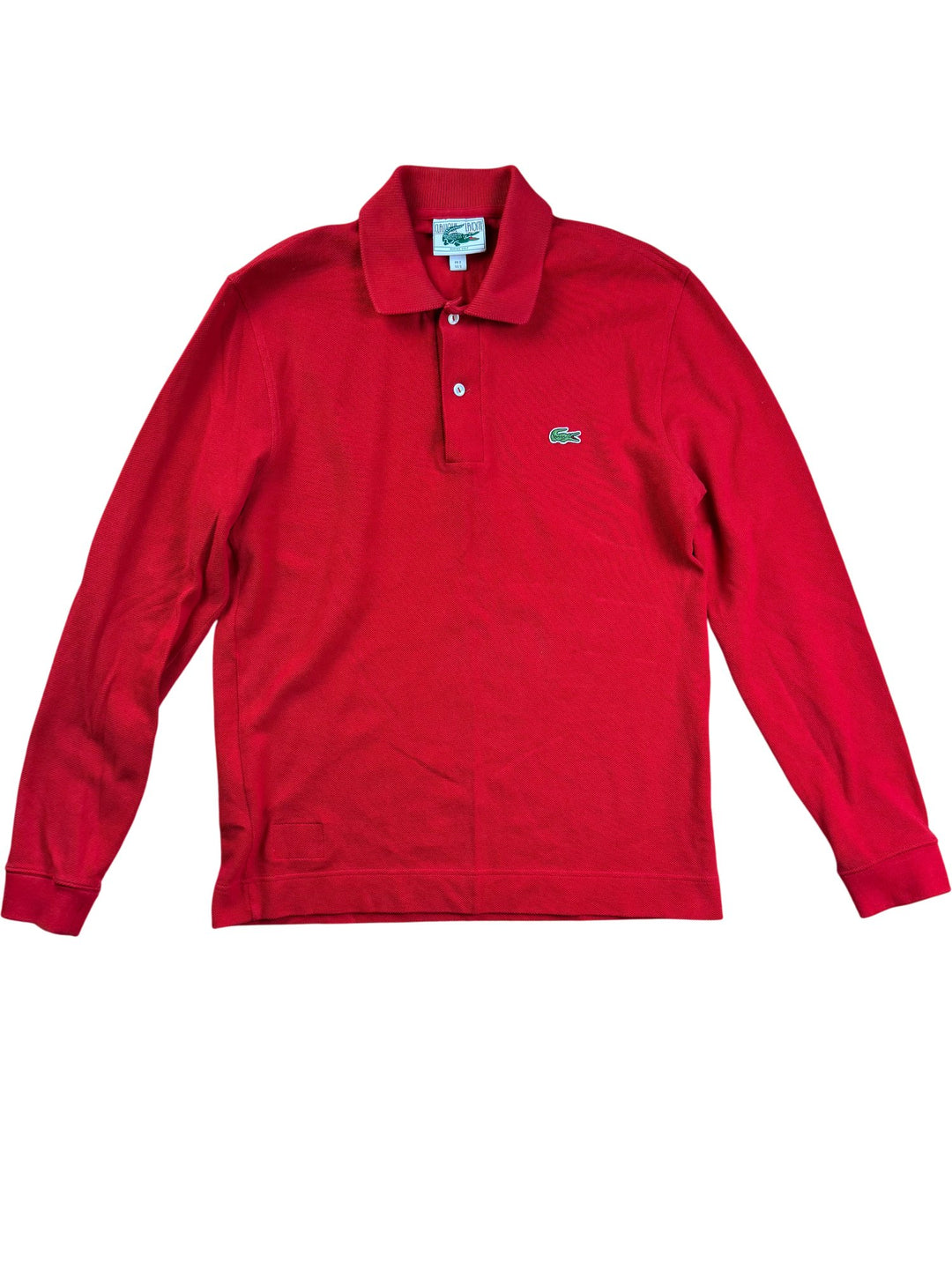 Lacoste Red Long-Sleeve Polo Shirt - M - Think Vintage ltd