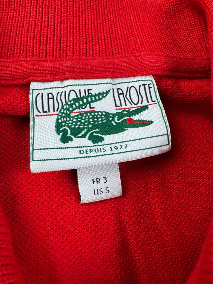 Lacoste Red Long-Sleeve Polo Shirt - M - Think Vintage ltd
