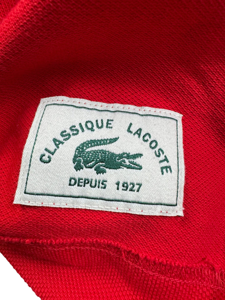 Lacoste Red Long-Sleeve Polo Shirt - M - Think Vintage ltd