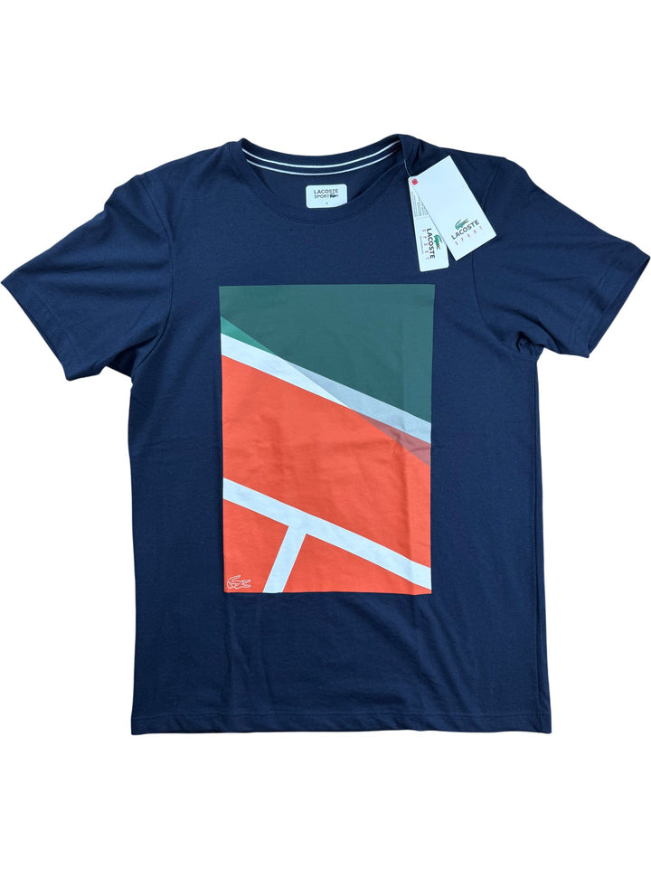 Lacoste Sport Graphic Navy T-Shirt - M - Think Vintage ltd