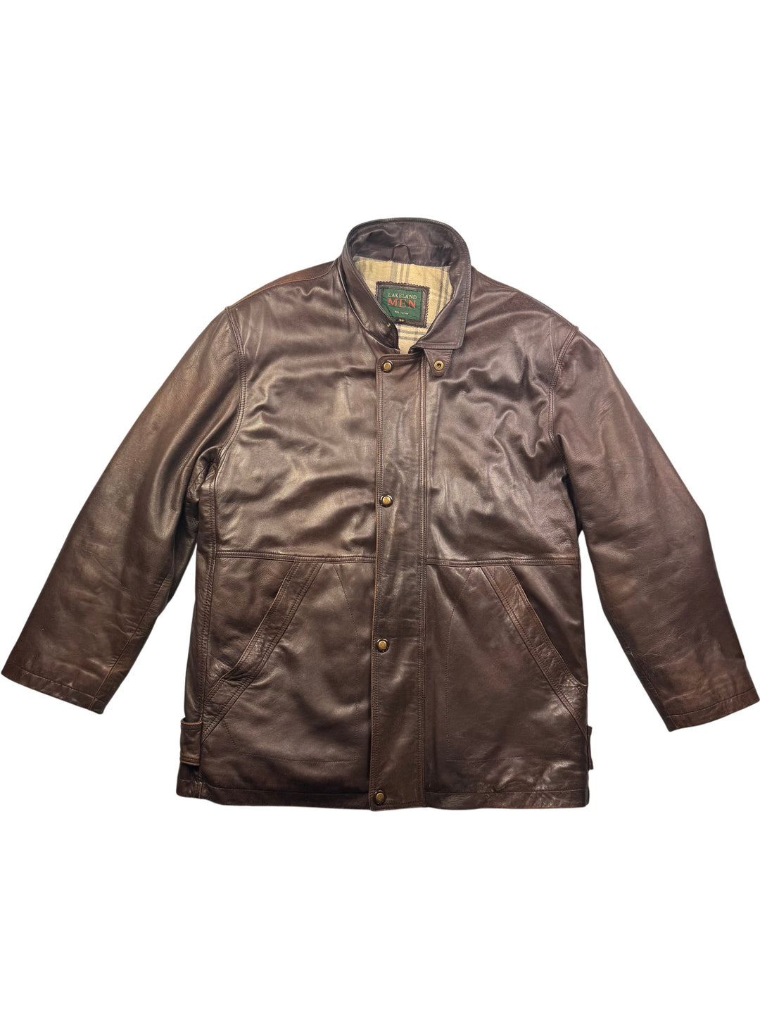 Lakeland Brown Leather Jacket - XXL - Think Vintage ltd