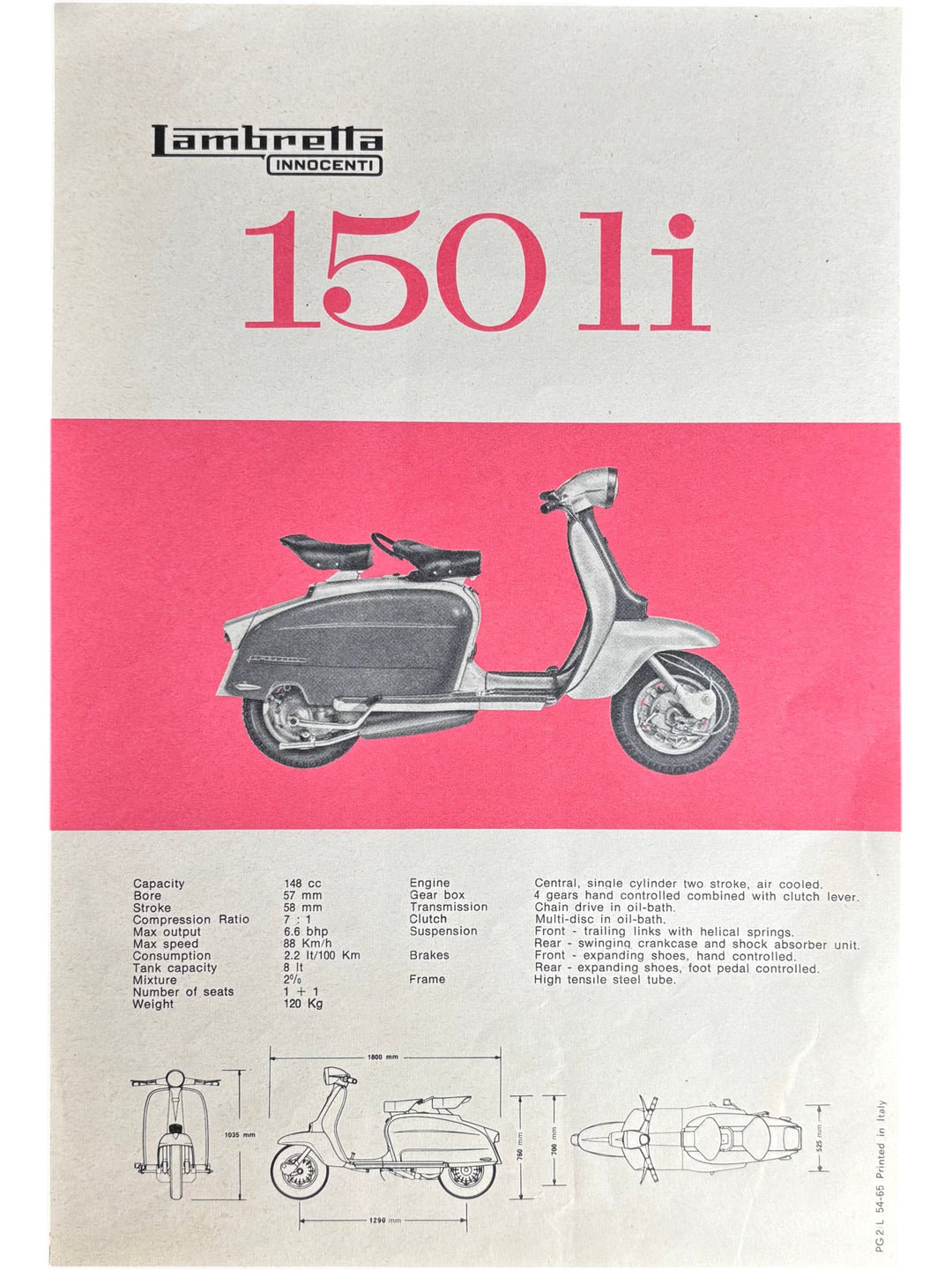 Lambretta 150 Li Scooter Sales Brochure Vintage Innocenti Collectable - Think Vintage