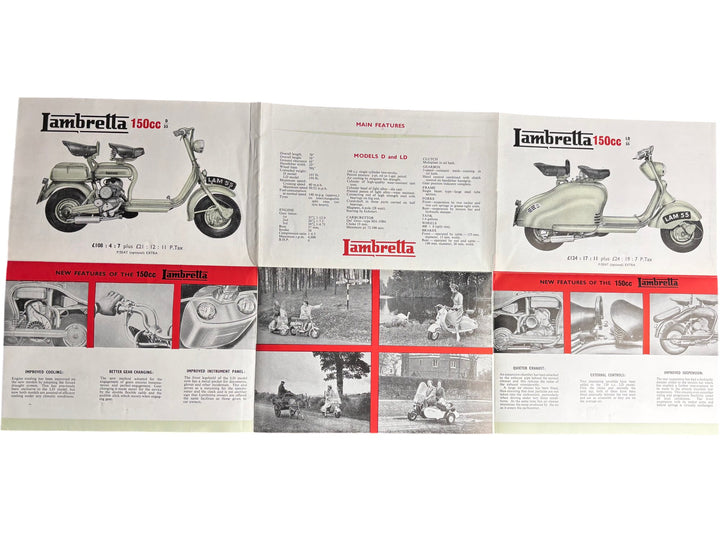 Lambretta 150cc Models D LD Sales Brochure Vintage Collectible - Think Vintage