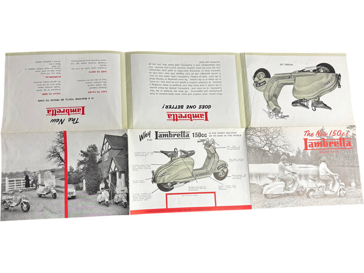 Lambretta 150cc Models D LD Sales Brochure Vintage Collectible - Think Vintage