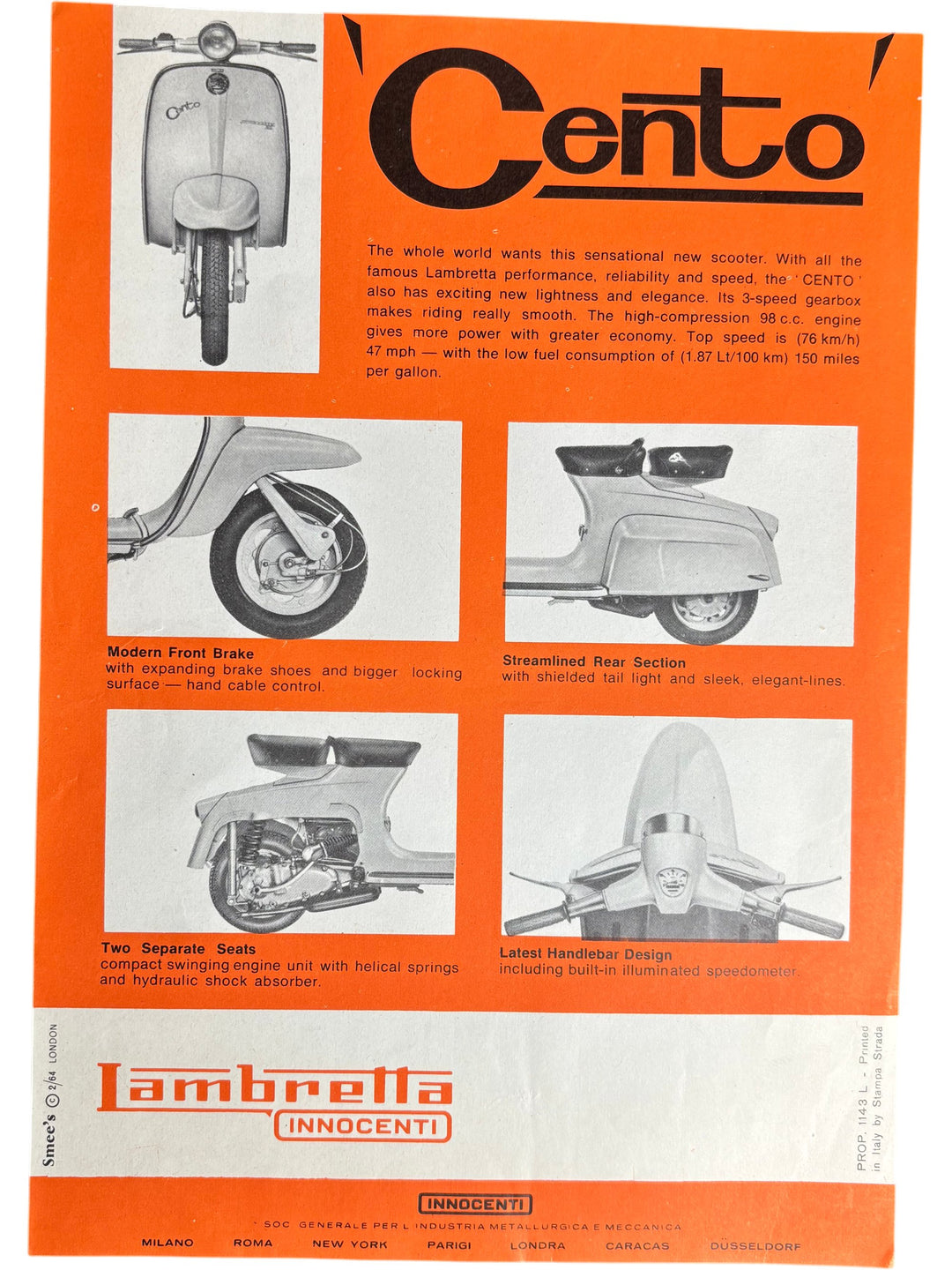 Lambretta Cento Innocenti Scooter Leaflet Vintage Collectible - Think Vintage ltd