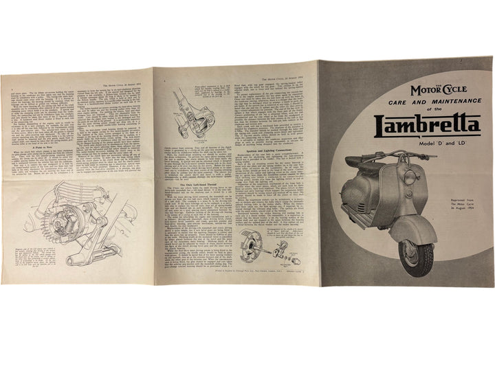 Lambretta Model D and LD Maintenance Guide 1954 Vintage Manual - Think Vintage