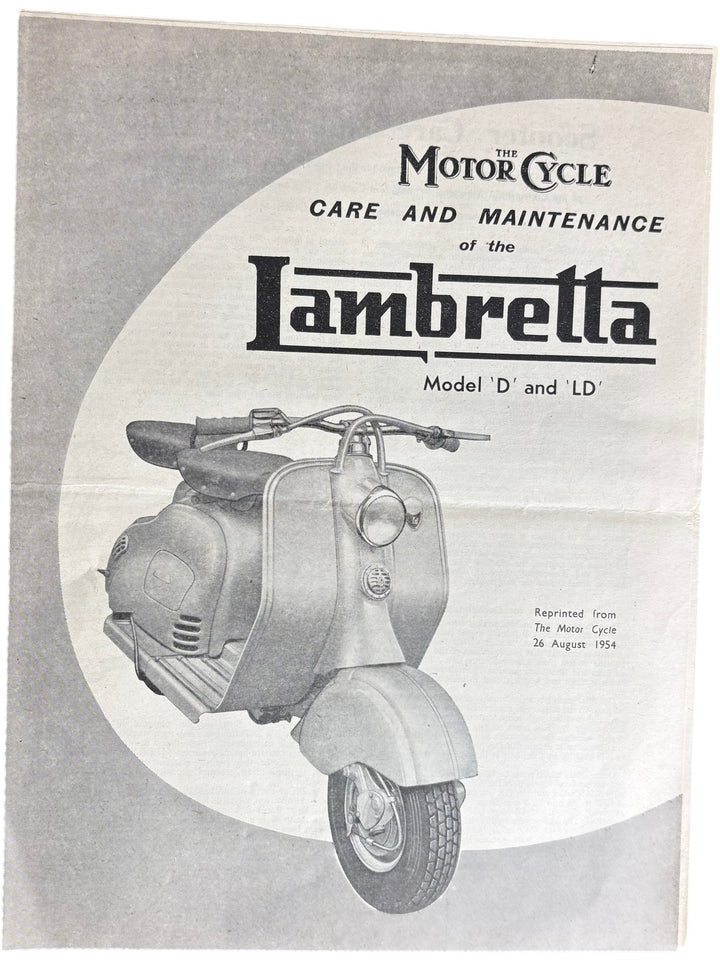 Lambretta Model D and LD Maintenance Guide 1954 Vintage Manual - Think Vintage Online Ltd