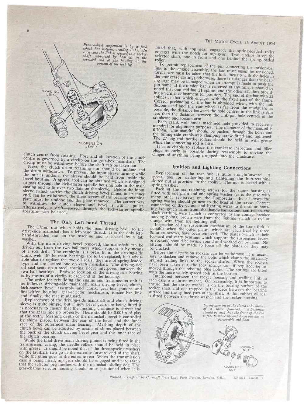 Lambretta Model D and LD Maintenance Guide 1954 Vintage Manual - Think Vintage Online Ltd