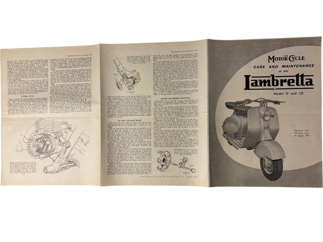 Lambretta Model D and LD Maintenance Guide 1954 Vintage Manual - Think Vintage ltd