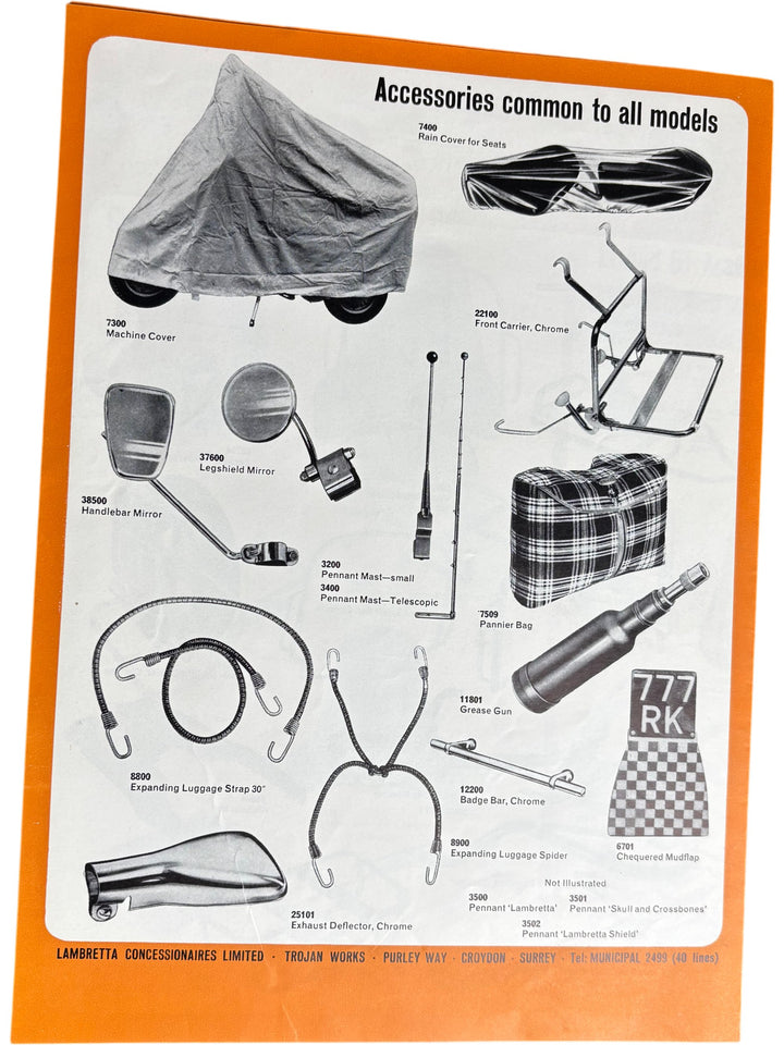 Lambretta Scooter Accessories Brochure Genuine Parts Catalogue - Think Vintage