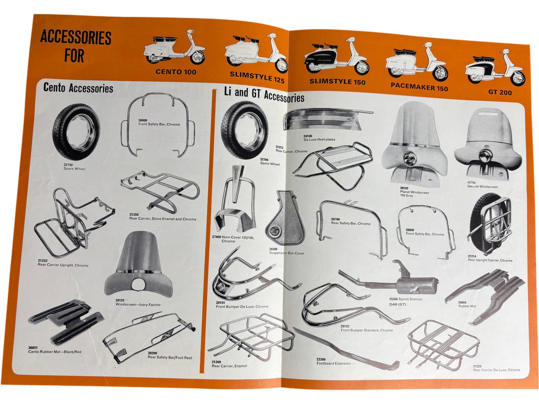 Lambretta Scooter Accessories Brochure Genuine Parts Catalogue - Think Vintage