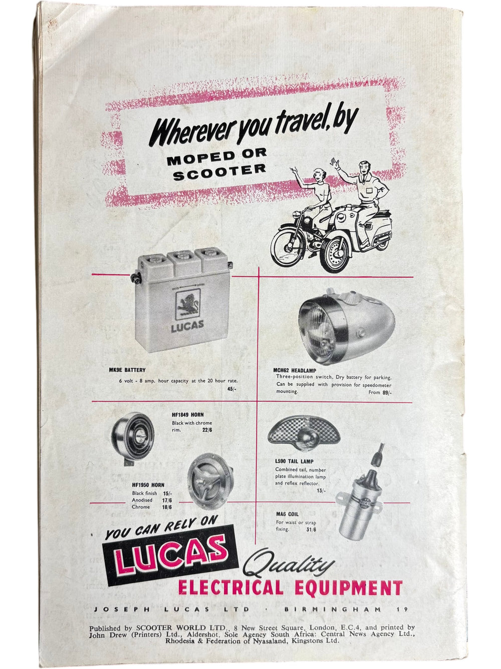 Lambretta Scooter Three Wheeler Magazine September 1958 Collectable - Think Vintage