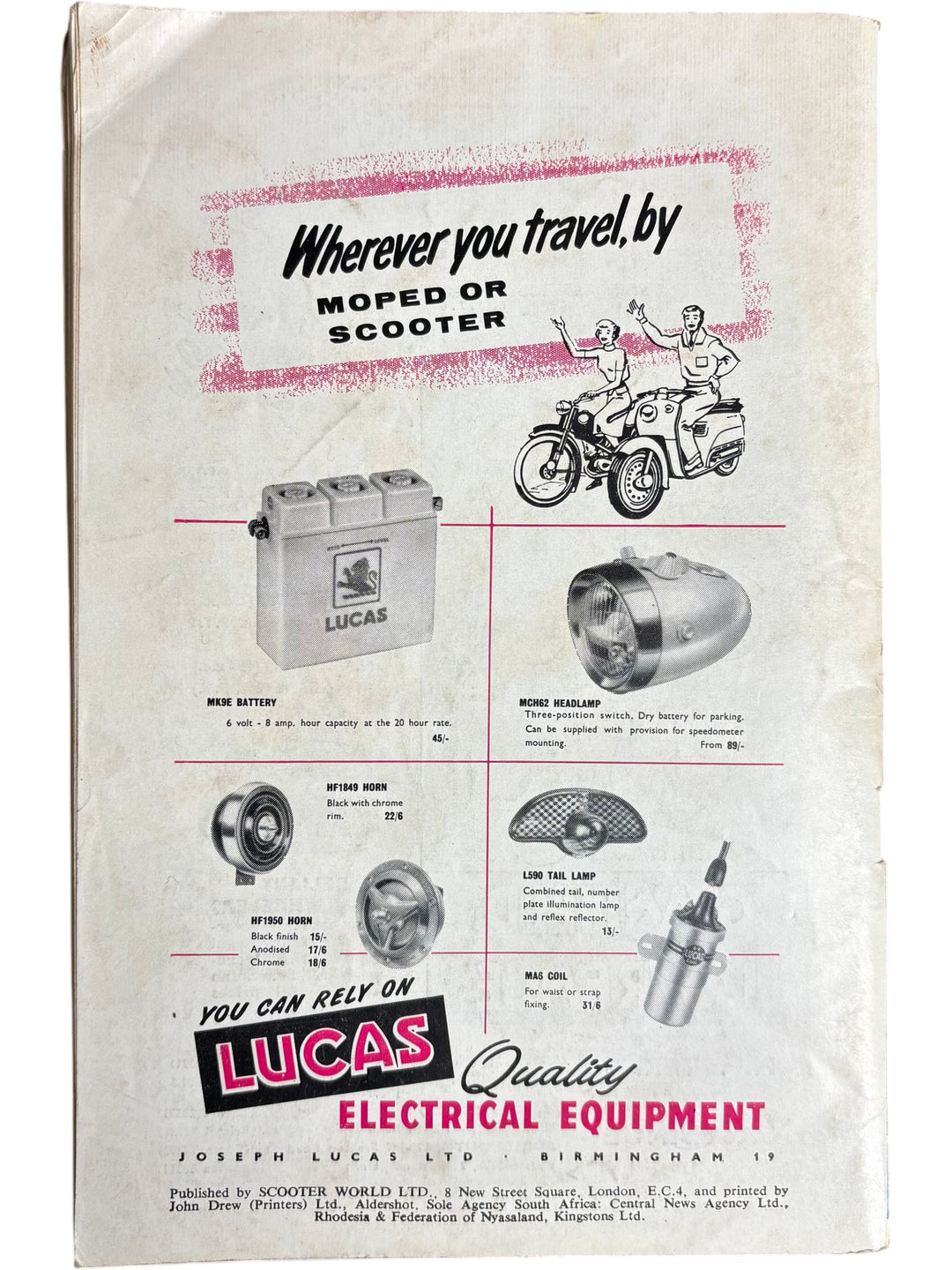 Lambretta Scooter Three Wheeler Magazine September 1958 Collectable - Think Vintage