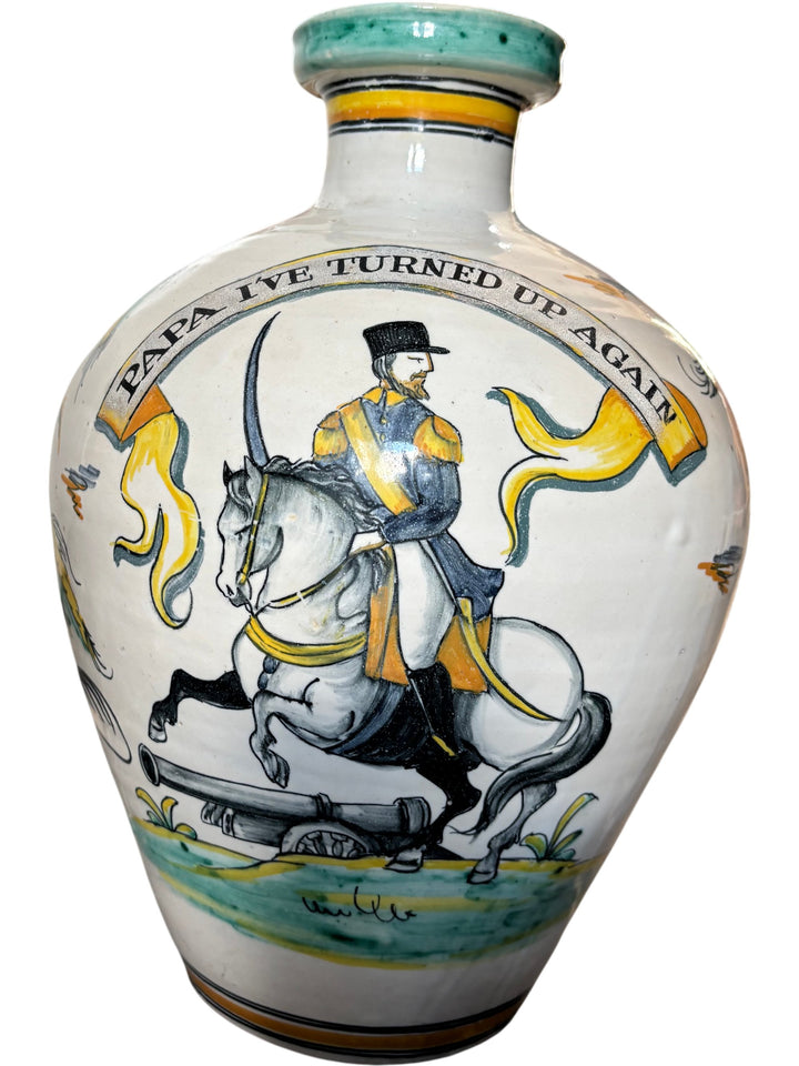 Large Alcuza Antique Vase From Talavera De La Reina Papa I've Turned Up Again - Think Vintage