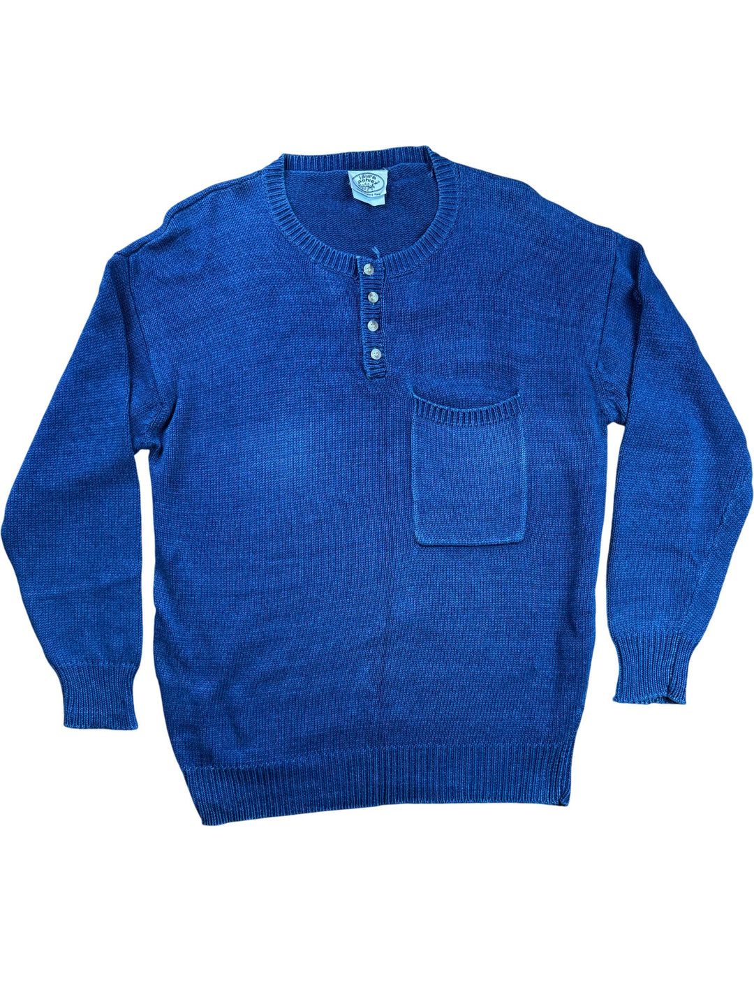 Laura Ashley Blue Cotton Jumper - L - Think Vintage ltd